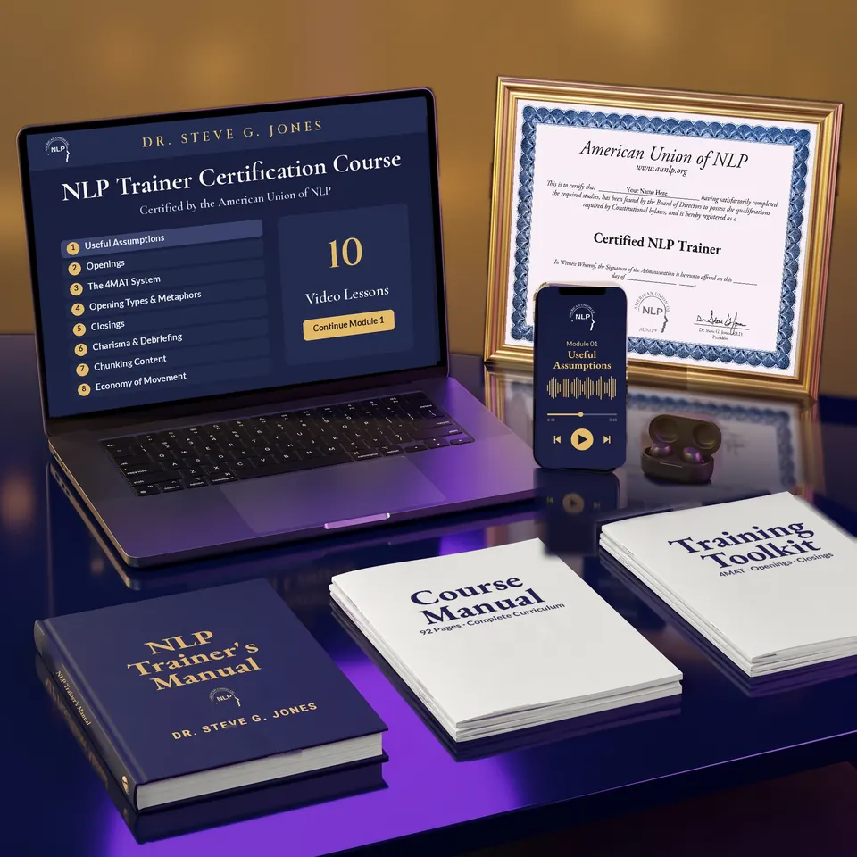 NLP Trainer Certification Course — video lessons, course manual, audio and certificate
