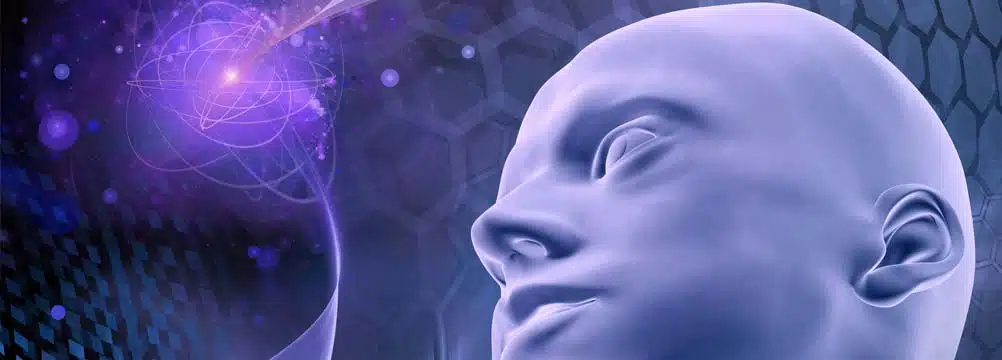 fantasy image of a human imagining an atom