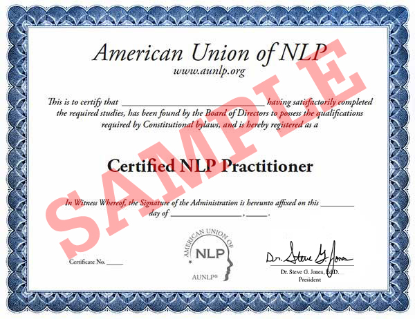 Sample American Union of NLP certificate